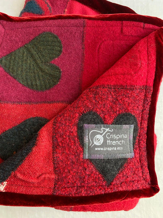 Heart Blanket - Throw Size (5x5ft) made from 100% All Natural Upcycled Sweaters - Chesaw with Row of Pockets